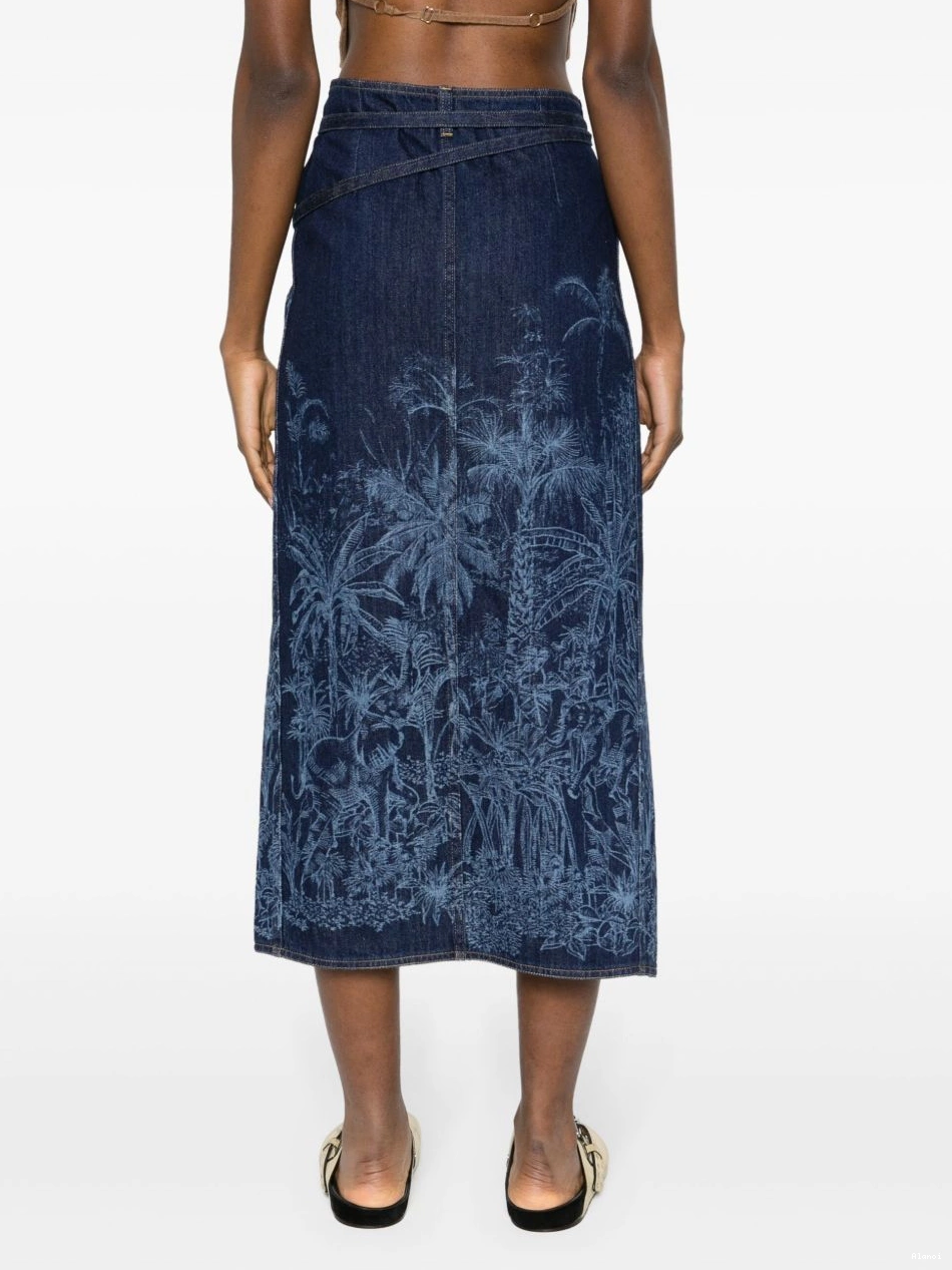 Cheap Jouy denim Women Toile Alanui de Jungle skirt 0729